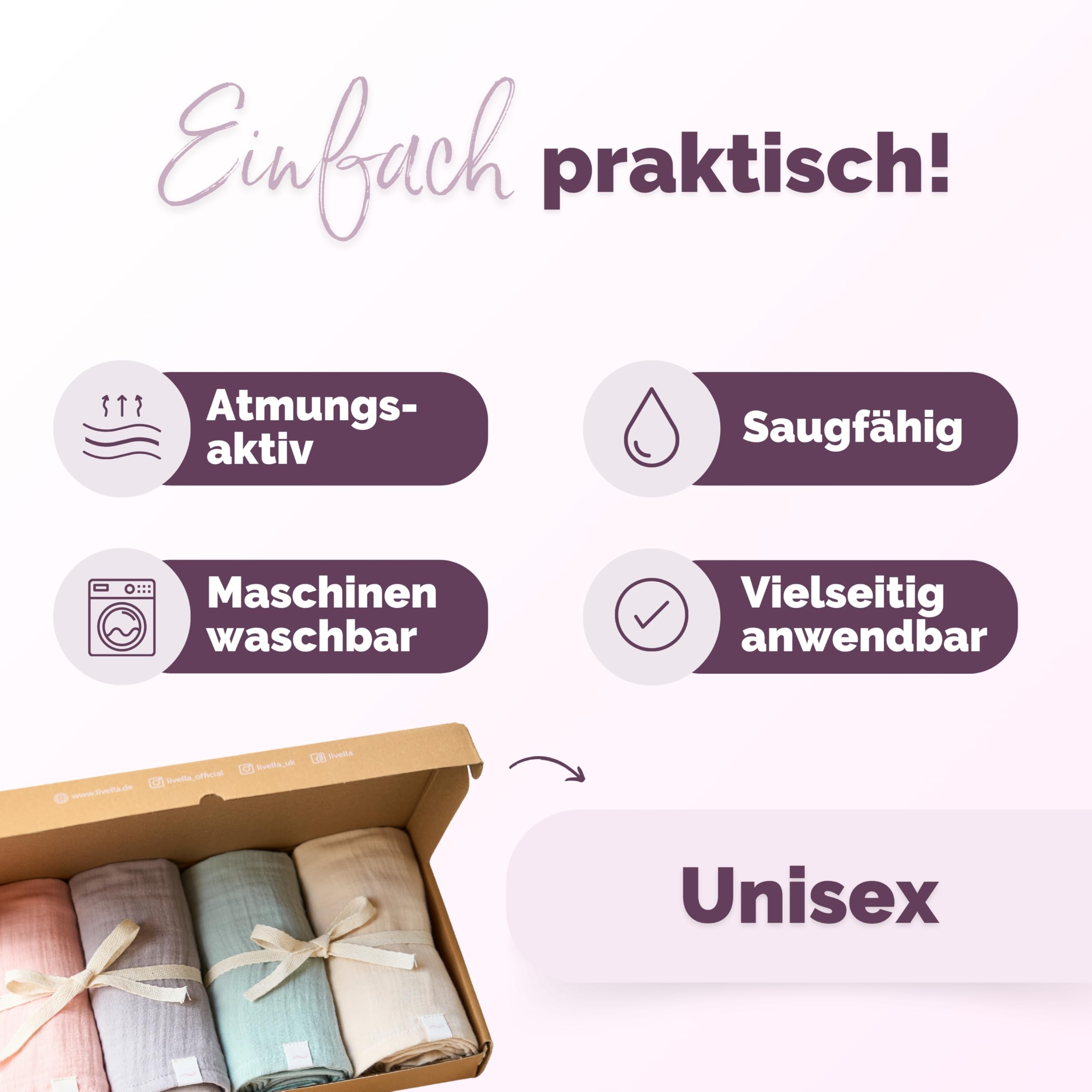 livella-mullt-cher-baby-4er-set-bio-baumwoll-musselin-65x65-cm image 3