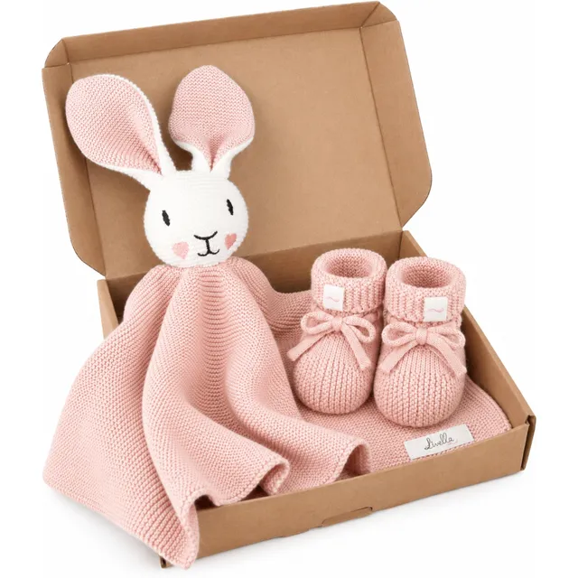 livella-kuscheltuch-hase-mit-s-ckchen-40x40-cm-bio-baumwolle image 1