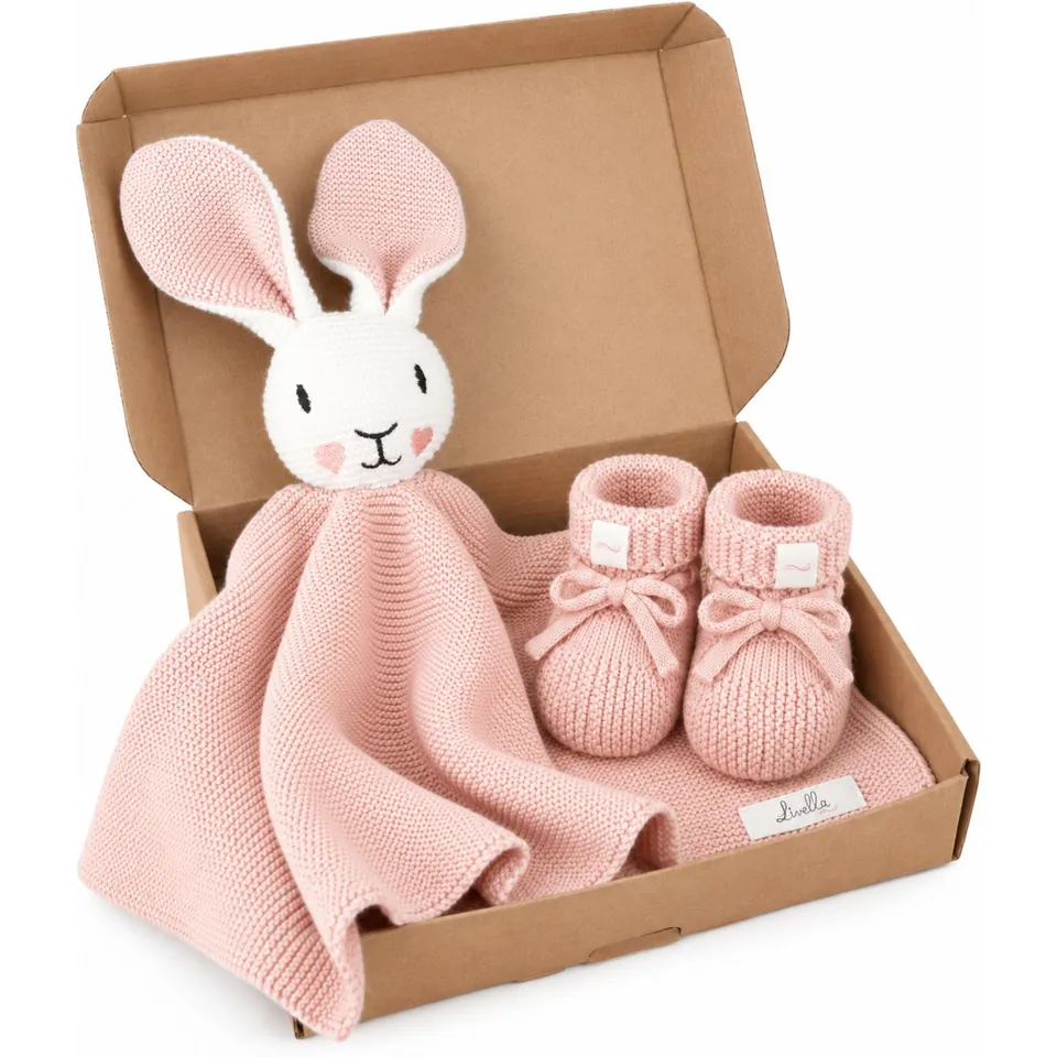livella-kuscheltuch-hase-mit-s-ckchen-40x40-cm-bio-baumwolle image 1