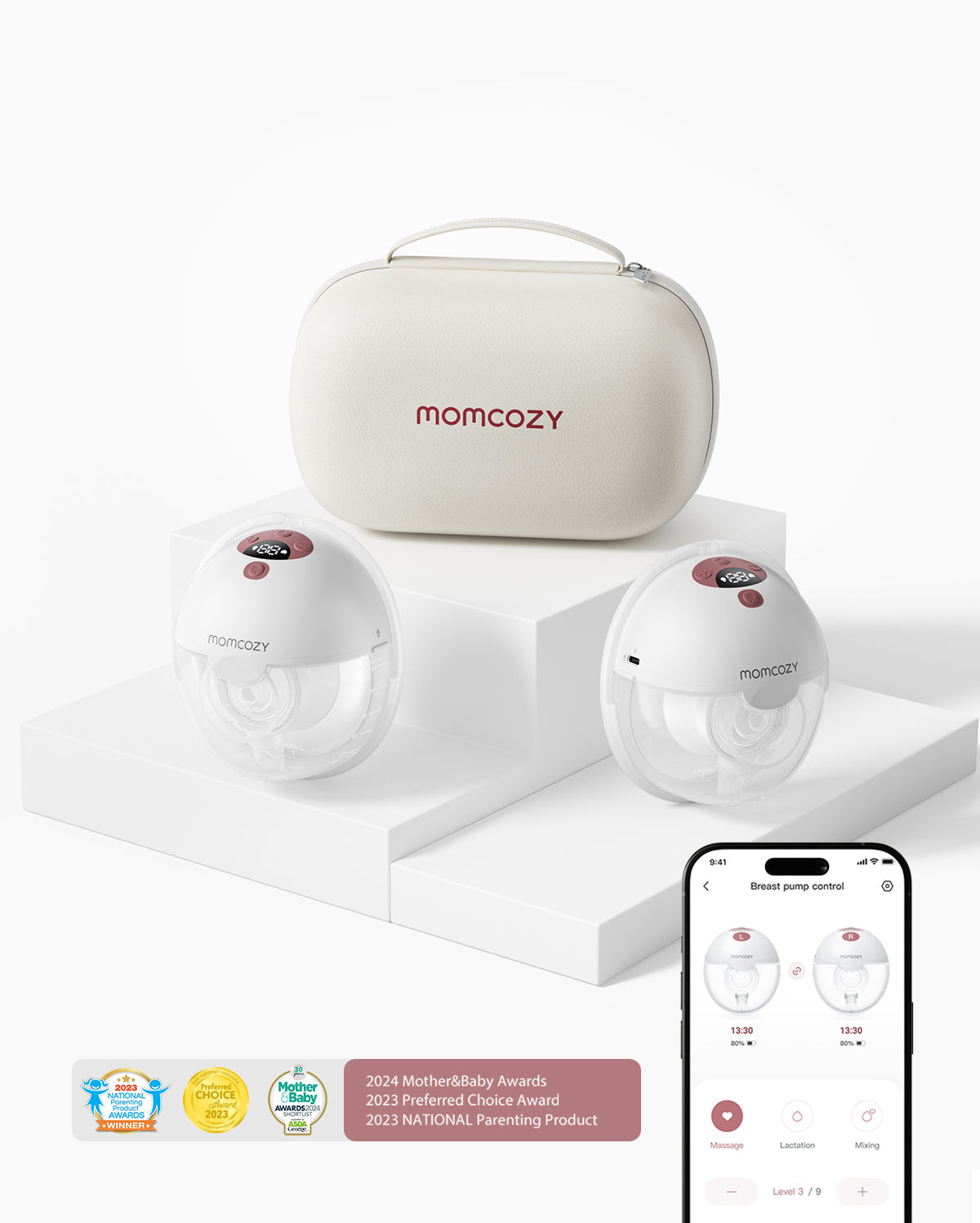 momcozy-on-the-go-bundle-m5-smart-freih-ndige-milchpumpe-purehug-babytrage image 2