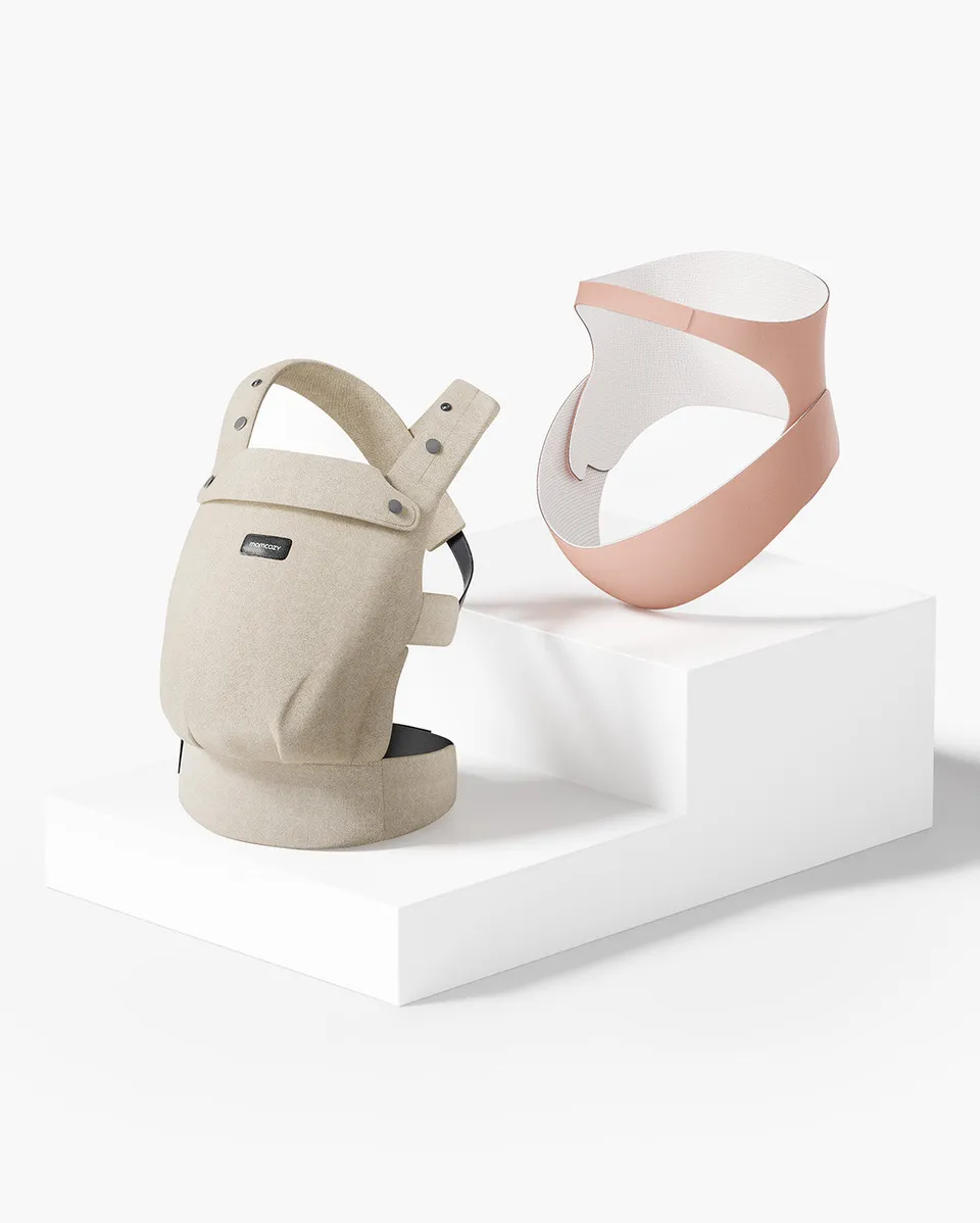 momcozy-komfort-bundle-purehug-babytrage-khaki-ergonest-bauchband image 1