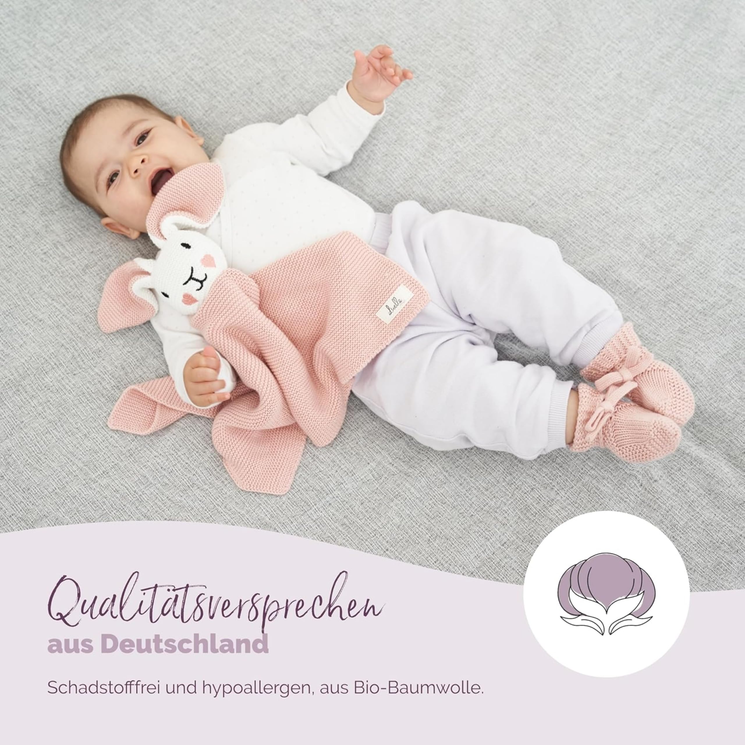 livella-kuscheltuch-hase-mit-s-ckchen-40x40-cm-bio-baumwolle image 2
