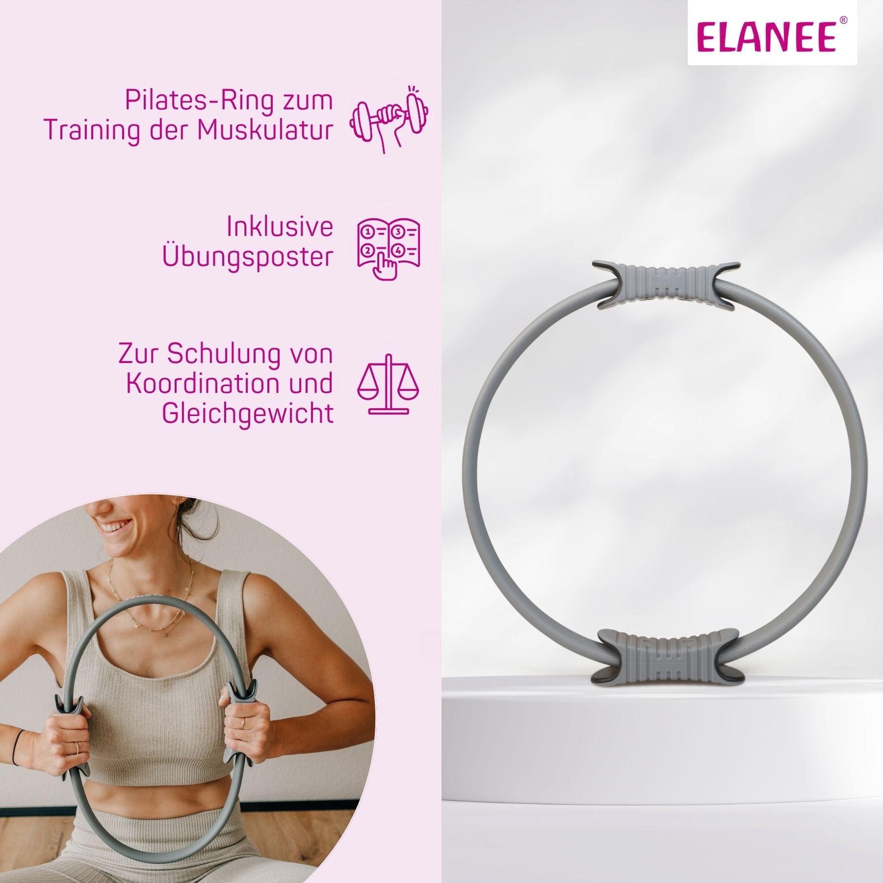 elanee-pilates-ring-38-cm-beckenboden-trainingshilfe-grau image 2