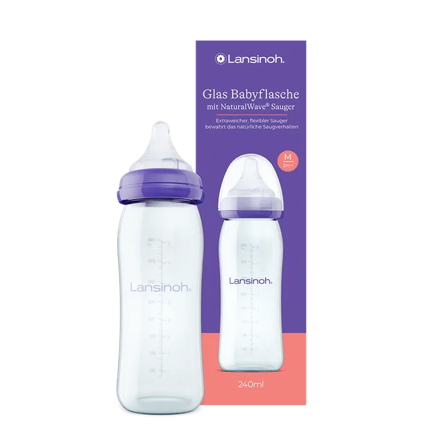 lansinoh-glas-babyflasche-mit-naturalwave-sauger-240-ml image 1
